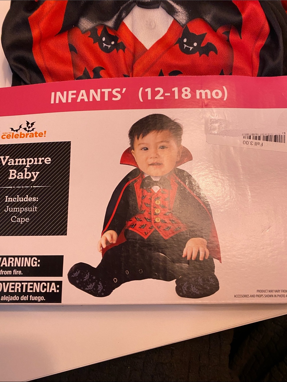 Celebrate! Infant Vampire Baby Costume - Red and Black (12-18 mo)